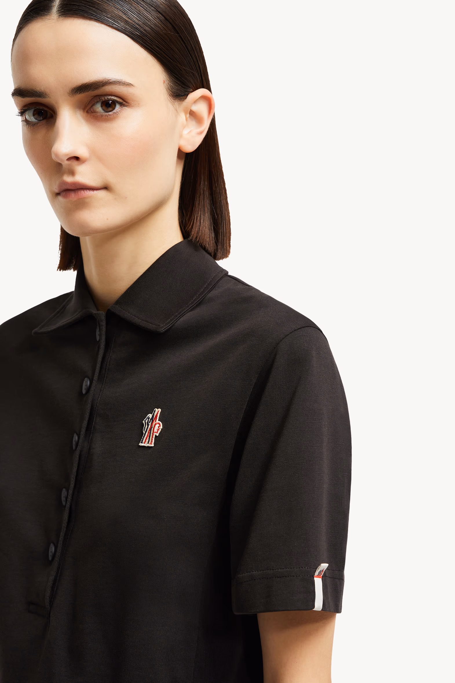 Polo de algodón con parche con logotipo Mujer Negro Moncler 4